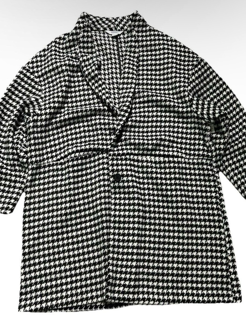 NWT Women’s Old Navy Black White Houndstooth Trench Coat Size XL